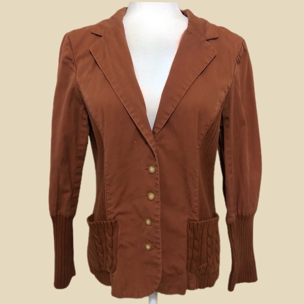 Sundance Rust Orange Button Up Cotton Blazer Jacket Size 10
